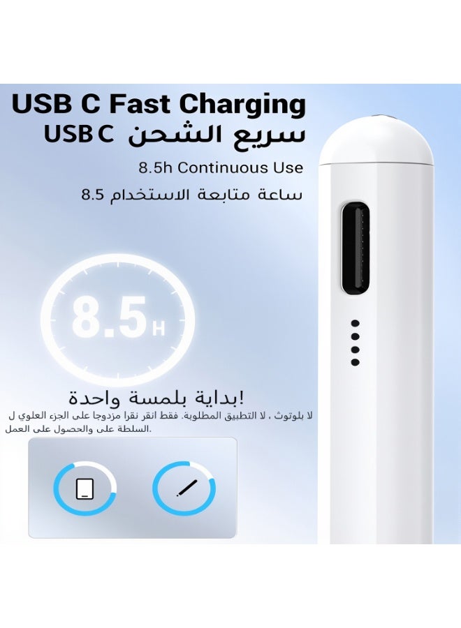 Stylus Pen for iPad with Pencil Case Tilt Sensitivity USB-C Fast Charge LED Power Display Universal Stylus Pencil Compatible with iPad 2018 and Later - Image 4