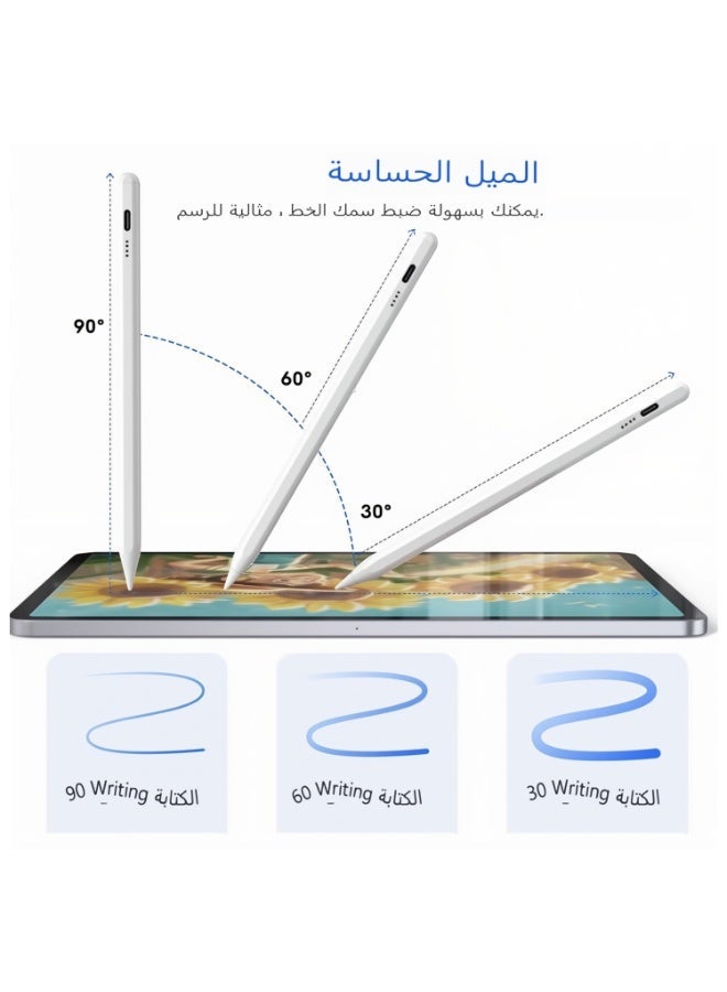 Stylus Pen for iPad with Pencil Case Tilt Sensitivity USB-C Fast Charge LED Power Display Universal Stylus Pencil Compatible with iPad 2018 and Later - Image 3