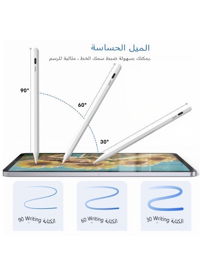 Stylus Pen for iPad with Pencil Case Tilt Sensitivity USB-C Fast Charge LED Power Display Universal Stylus Pencil Compatible with iPad 2018 and Later - Image 4