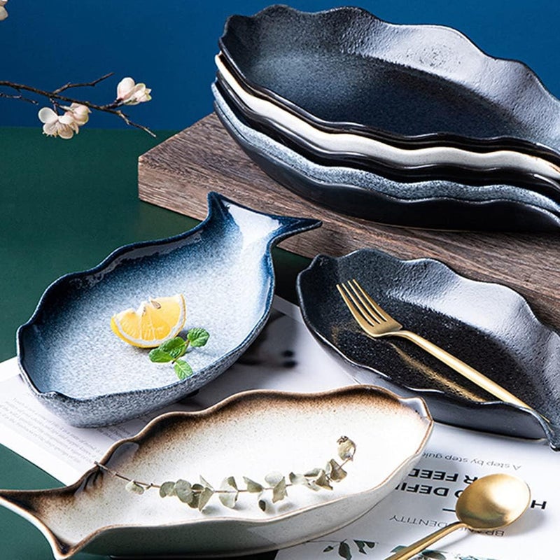 Serving Platter Dishes Ceramic Serving Platter Decorative Snack Storage Platter Fish Shaped Plate for Meat Sushi Rolls Appetizers Party or Daily Use - Image 5