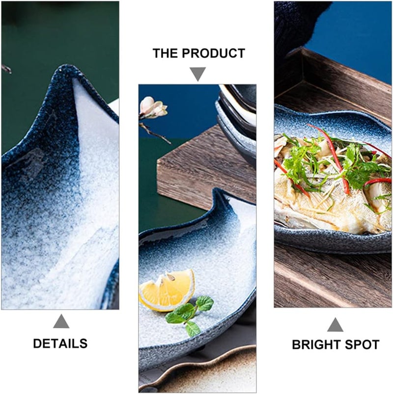Serving Platter Dishes Ceramic Serving Platter Decorative Snack Storage Platter Fish Shaped Plate for Meat Sushi Rolls Appetizers Party or Daily Use - Image 4