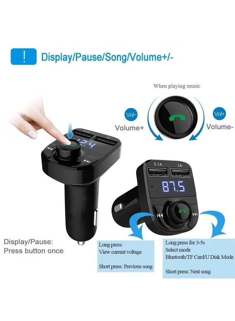 Goolsky Call Car Charger,Wireless Bluetooth FM Transmitter Radio Receiver,Mp3 Audio Music Stereo Adapter,Dual USB Port Charger Compatible for All Smartphones,Samsung Galaxy,LG,HTC,etc. - Image 3