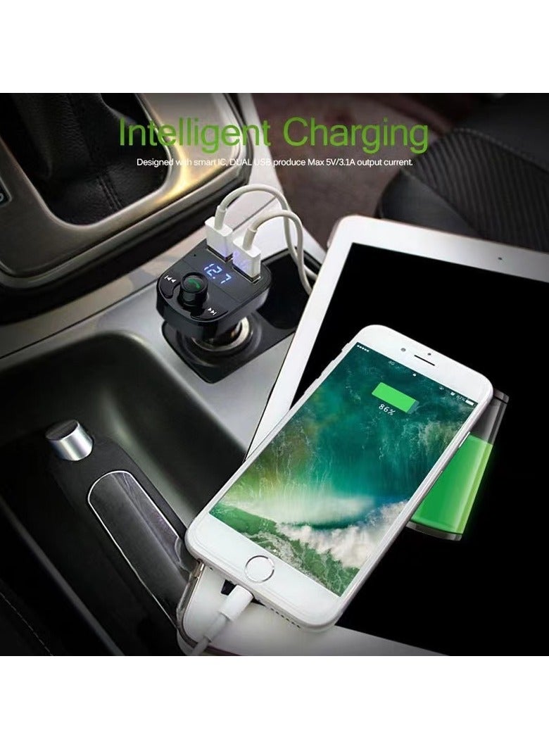 Goolsky Call Car Charger,Wireless Bluetooth FM Transmitter Radio Receiver,Mp3 Audio Music Stereo Adapter,Dual USB Port Charger Compatible for All Smartphones,Samsung Galaxy,LG,HTC,etc. - Image 5