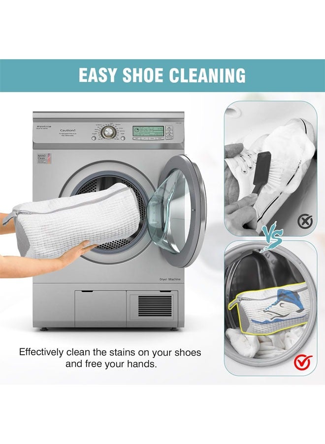 Hihonor Shoe Cleaning Bag, Shoe Washing Bag for Washing Machine and Dryer, Sneaker Washing Bag for 360° Cleaning White Shoes, Reusable, Suitable for Most Shoes and Sizes (White, 2 PCS) - Image 2