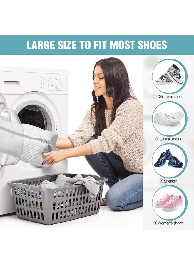 Hihonor Shoe Cleaning Bag, Shoe Washing Bag for Washing Machine and Dryer, Sneaker Washing Bag for 360° Cleaning White Shoes, Reusable, Suitable for Most Shoes and Sizes (White, 2 PCS) - Image 3