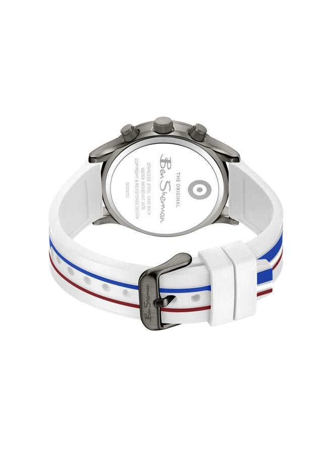 Ben Sherman Brighton White Dial White Silicone Strap Chronograph Watch for Men, 43.5mm - Image 3