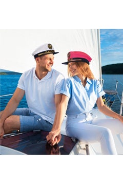 Generic 2 Pcs  Sailor Captain Hats Caps, Adjustable Yacht Boat Ship Costume Marine Admiral Hat for Adult Teens Men Women Captains Dressing up Party  - Image 2