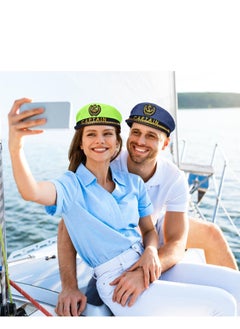 Generic 2 Pcs  Sailor Captain Hats Caps, Adjustable Yacht Boat Ship Costume Marine Admiral Hat for Adult Teens Men Women Captains Dressing up Party  - Image 4