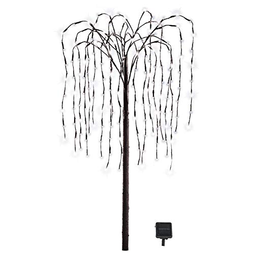 Collections Etc. LED Solar Willow Tree, Outdoor Solar Tree with Colorful Solar-Powered Lights with Adjustable Branches, White Lights - Image 1