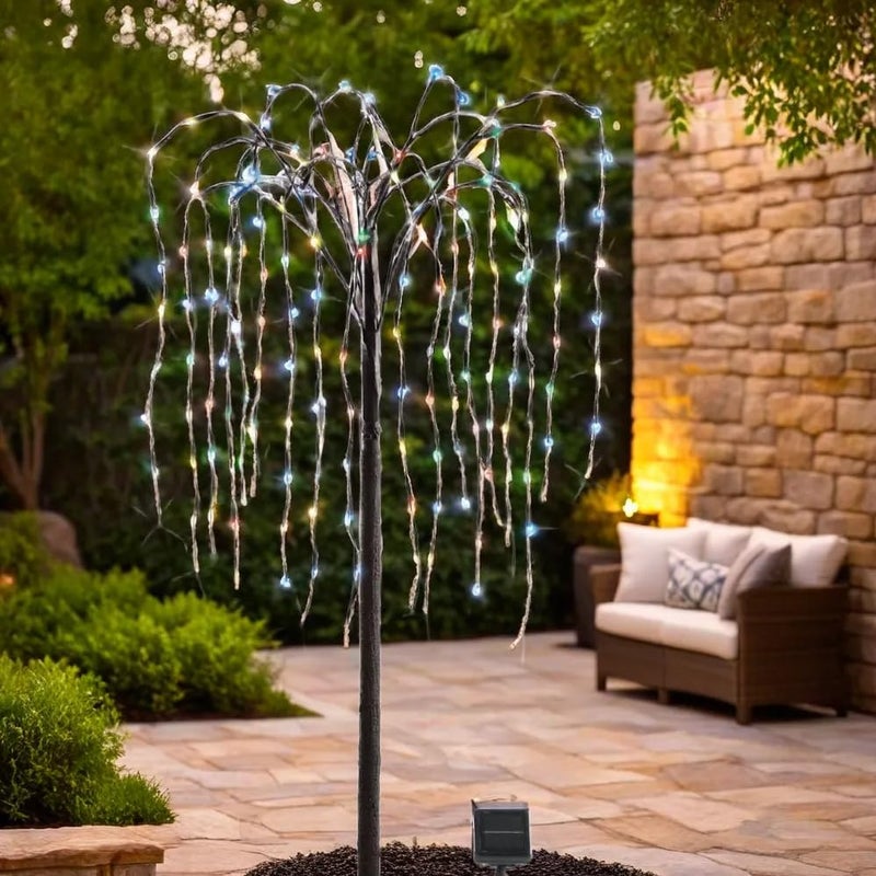 Collections Etc. LED Solar Willow Tree, Outdoor Solar Tree with Colorful Solar-Powered Lights with Adjustable Branches, White Lights - Image 5