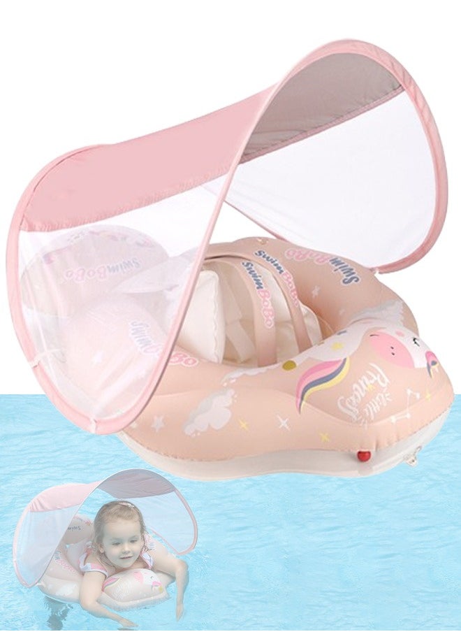 SwimBoBo Baby Swimming Float Baby Swimming Ring Toddler Swimming Vest Children Waist Float Ring Inflatable Baby Float with Canopy Baby Swimming Ring Swimming Lap For Toddlers Swim Trainer (Pony)  - Image 1