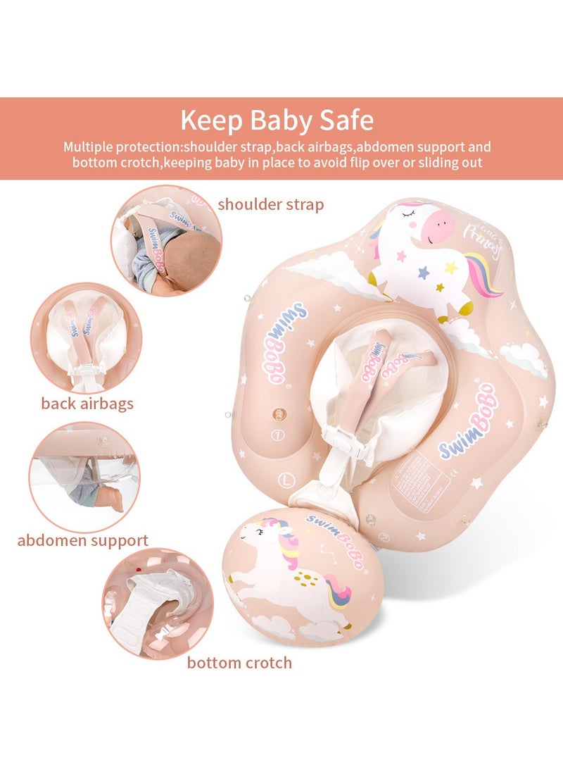 SwimBoBo Baby Swimming Float Baby Swimming Ring Toddler Swimming Vest Children Waist Float Ring Inflatable Baby Float with Canopy Baby Swimming Ring Swimming Lap For Toddlers Swim Trainer (Pony)  - Image 3