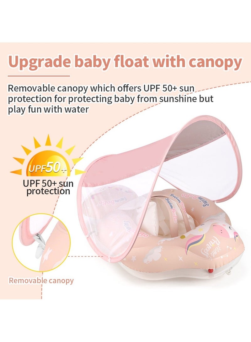 SwimBoBo Baby Swimming Float Baby Swimming Ring Toddler Swimming Vest Children Waist Float Ring Inflatable Baby Float with Canopy Baby Swimming Ring Swimming Lap For Toddlers Swim Trainer (Pony) - Image 3