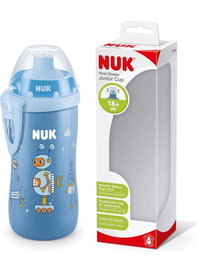 NUK Junior Cup Training Bottle with Push-Pull Spout, 300 ml, +18 Months, Leak-Proof - Image 1
