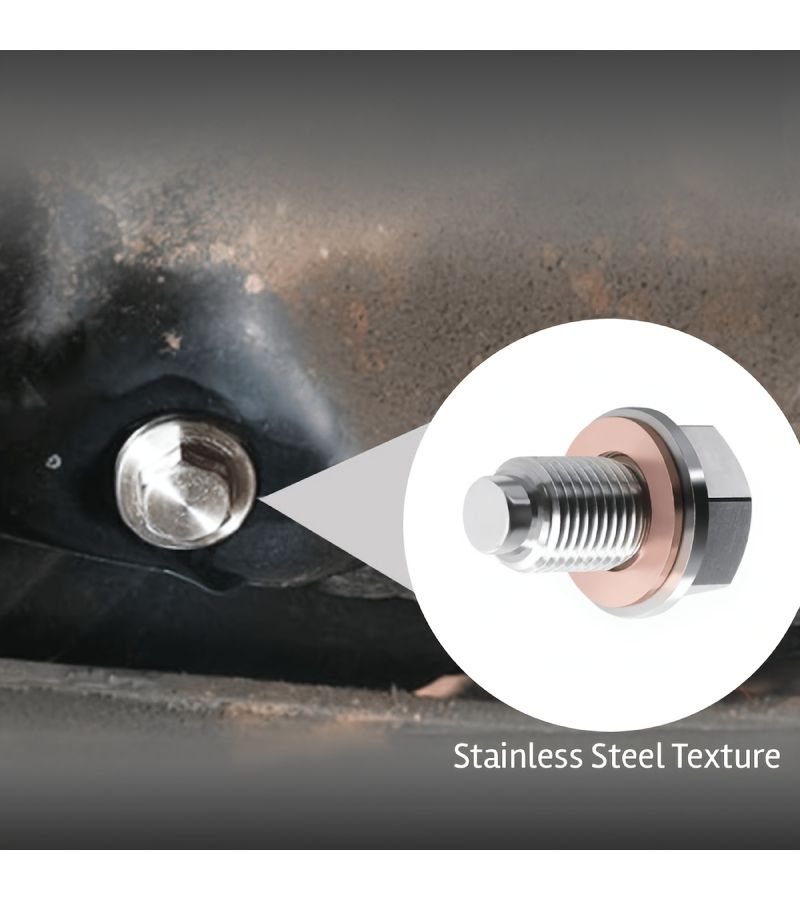 M12x1.5 Magnetic Oil Drain Plug Heavy Duty Stainless Steel Bolt With 5 Copper Washers Strong Magnetic Sump Nut Leak Proof For Car Truck Marine Engine - Image 1