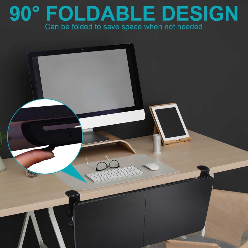 Yaocom Foldable Desk Extender 30 x 12 Inch Keyboard Tray Keyboard Extender for Desk Table Mount Arm Rest Shelf Foldable Drawer Tray for Dorm, Office, Kitchen Bar, RV Countertop, Black - Image 4