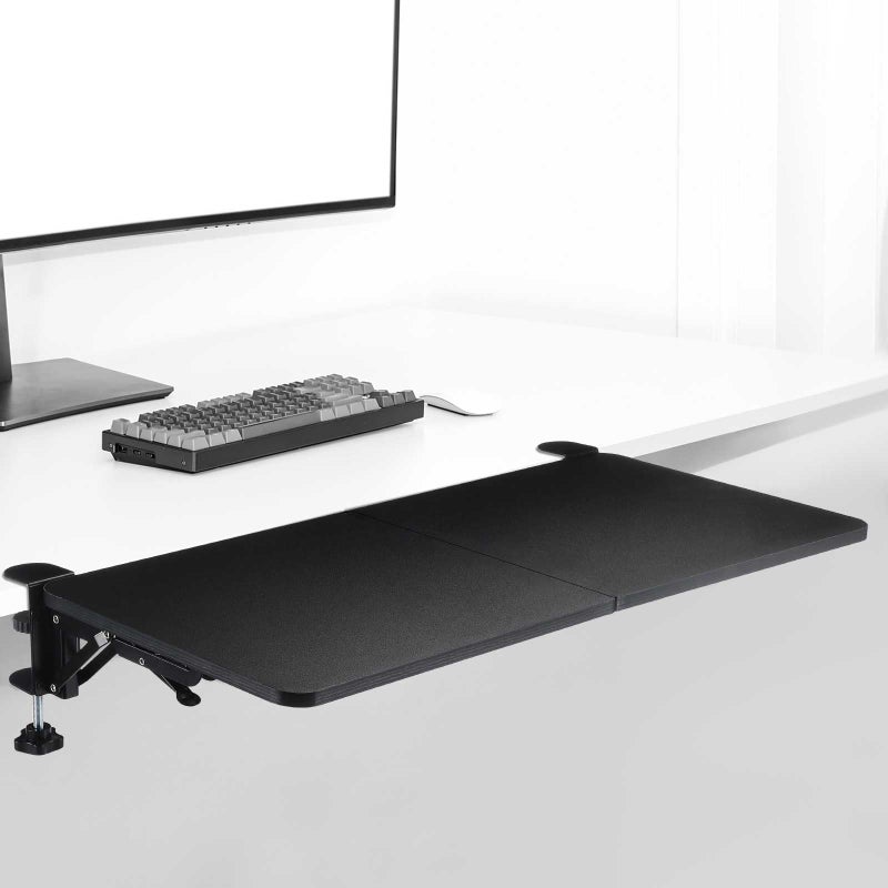 Yaocom Foldable Desk Extender 30 x 12 Inch Keyboard Tray Keyboard Extender for Desk Table Mount Arm Rest Shelf Foldable Drawer Tray for Dorm, Office, Kitchen Bar, RV Countertop, Black - Image 1