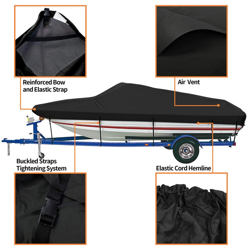 iCOVER Trailerable Boat Cover- 20'-23' 800D Water Proof Heavy Duty, Fits V-Hull, Fish&Ski, Pro-Style, Fishing, Utiltiy, Runabout, Bass Boats, up to 20ft-23ft Long X 100" Wide - Image 1