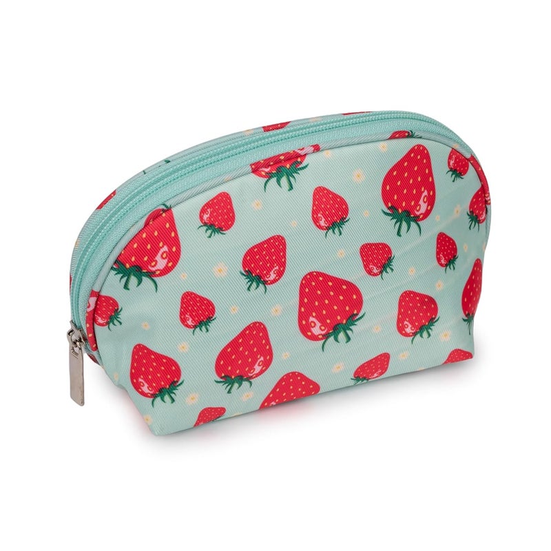 QIPS Set of 3 Cosmetic Pouches – Small, Medium & Large Makeup Bags for Women | Travel Toiletry Organizer Set with Zipper | Multipurpose Vanity Pouch for Luggage, Purse & Suitcase (Strawberry) - Image 3