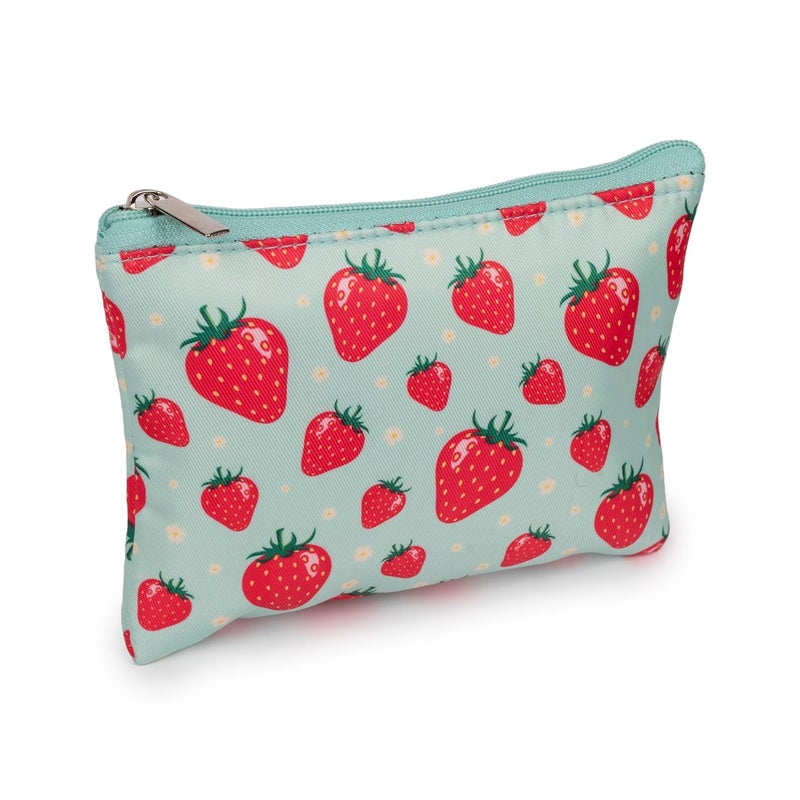 QIPS Set of 3 Cosmetic Pouches – Small, Medium & Large Makeup Bags for Women | Travel Toiletry Organizer Set with Zipper | Multipurpose Vanity Pouch for Luggage, Purse & Suitcase (Strawberry) - Image 4