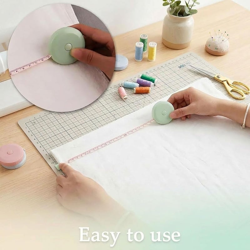 ToolHouse Mini Retractable Measuring Tape Set of 3-60-Inch Body Tape Measure for Body and Fabric, Dual Sided Ruler for Body Measurement, Weight Loss, Cloth, Knitting and Craft (Pink, Blue, Green) - Image 4