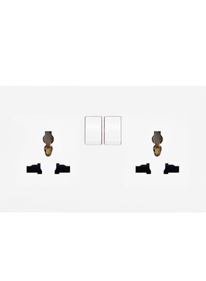 13AMP 2 GANG MULTI SWITCH SOCKET-WHITE