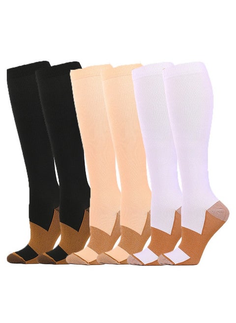 6 Pairs Copper Compression Socks For Men & Women Circulation For Running Hiking Cycling 15-20 mmHg (L/XL)