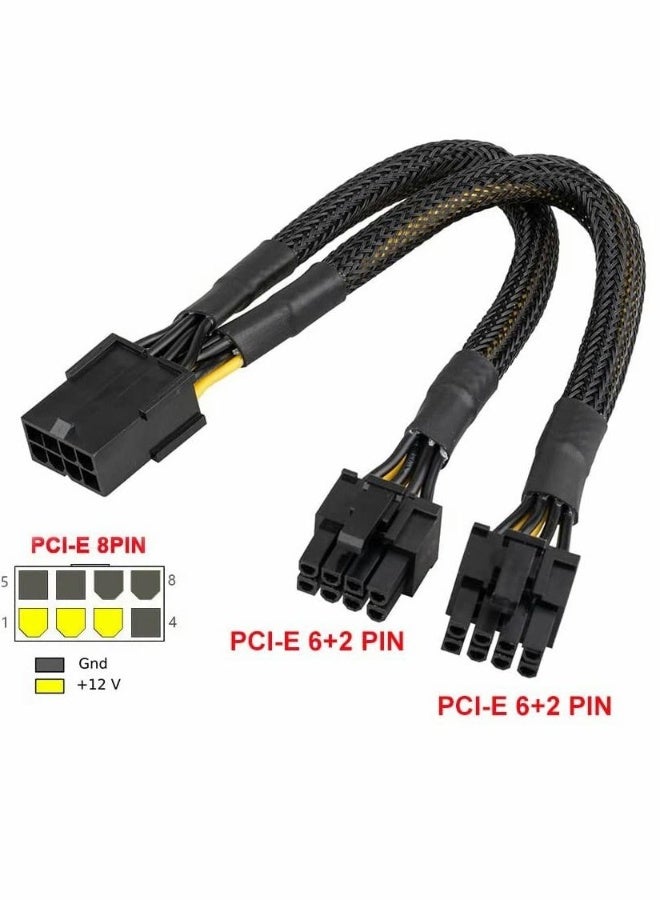 Graphics Lines, Graphics Card 8 Pins One Point Two Lines, Graphics Card 8p Extension Cable, Graphics Card Adapter, Braided 20cm, Pci-e Pcie Power Cable 18awg 20cm, with Sleeve  - Image 3