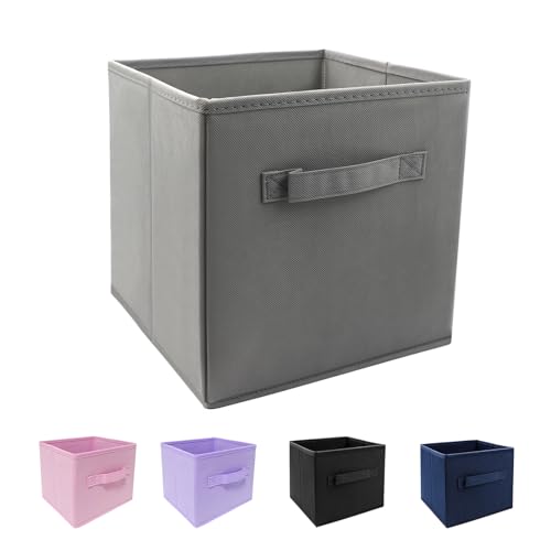 EBIGIC Storage Cubes Collapsible fabric Storage binscube storage organizer 105 105 11 inchFor home and office Collapsible Closet Shelf Organizers Drawer OrganizersGrey - Image 1