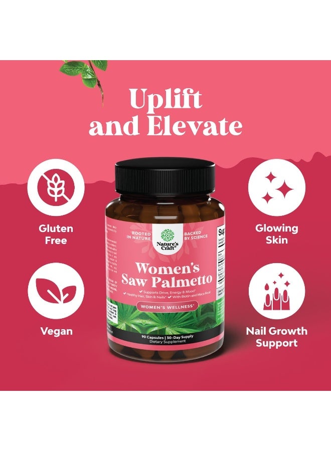 Nature's Craft Women's Saw Palmetto - DHT Blocker Thickening Hair Vitamins for Hair Loss - 500mg Pure Saw Palmetto Capsules - Image 3