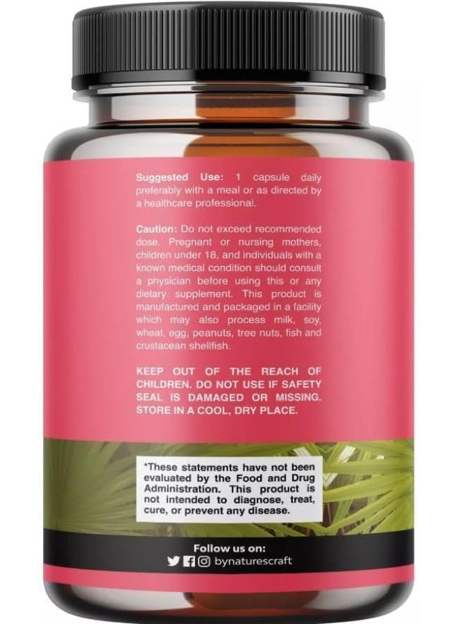 Nature's Craft Women's Saw Palmetto - DHT Blocker Thickening Hair Vitamins for Hair Loss - 500mg Pure Saw Palmetto Capsules - Image 2