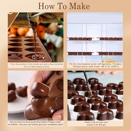 MoldBerry Silicone Chocolate Moulds Set of 2 | Heart & Flower Shape Candy Molds for Chocolate, Jelly, Gummies | Flexible, Non-Stick, Reusable Baking Trays | Mini Silicone Molds for DIY Sweets - Image 4