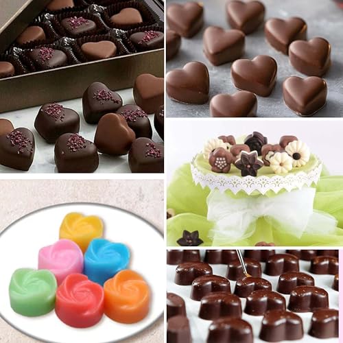 MoldBerry Silicone Chocolate Moulds Set of 2 | Heart & Flower Shape Candy Molds for Chocolate, Jelly, Gummies | Flexible, Non-Stick, Reusable Baking Trays | Mini Silicone Molds for DIY Sweets - Image 3
