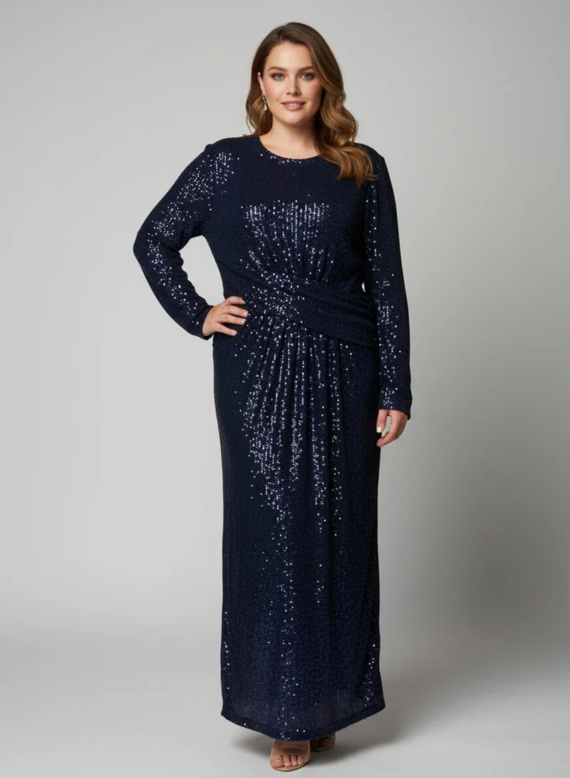 Khizana Plus size Shimmer Ruched Dress
