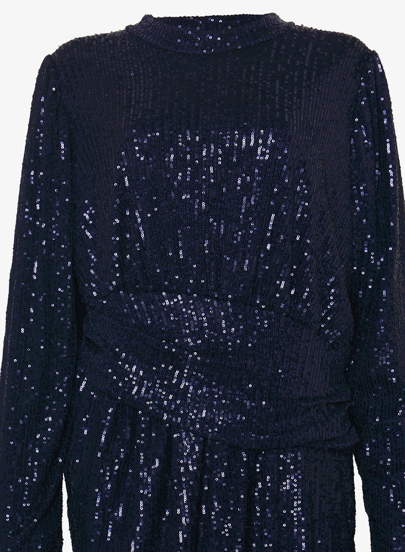 خزانة فستان مقاس كبير لامع مكشكش - Image 3