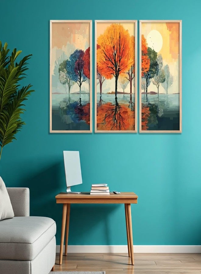 ARAkri Modern Tree Reflection Wall Art, Framed Art Prints, Nature Posters with Frame, Paintings Set of 3 for Wall Decor (10x19 inch, G) - Image 5