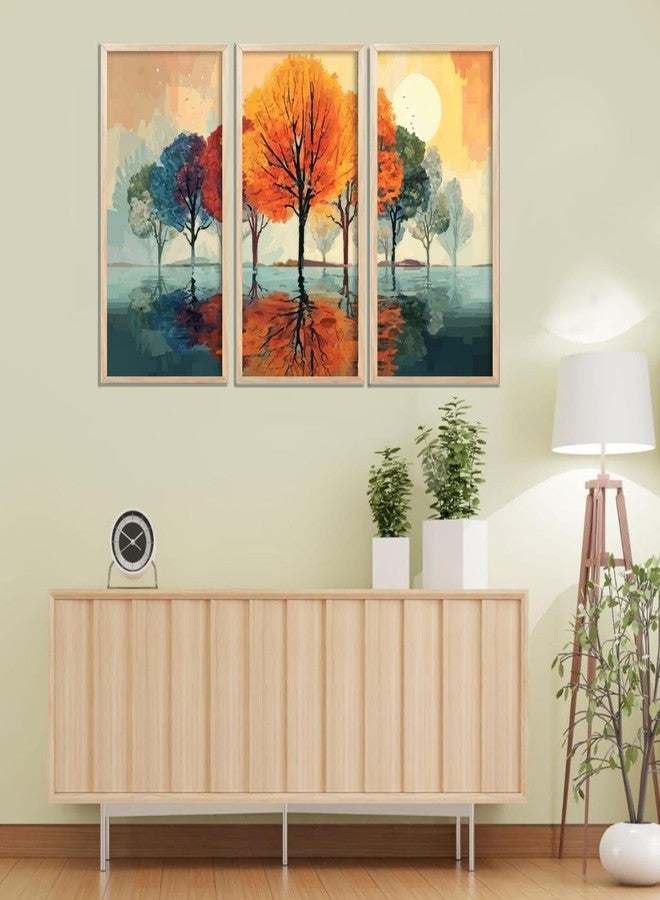 ARAkri Modern Tree Reflection Wall Art, Framed Art Prints, Nature Posters with Frame, Paintings Set of 3 for Wall Decor (10x19 inch, G) - Image 3