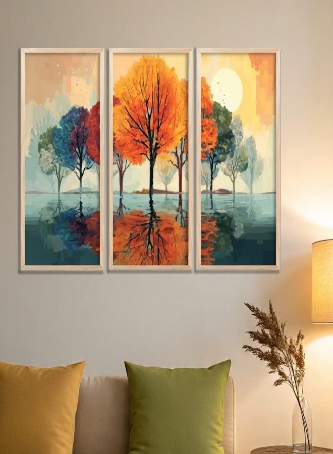 ARAkri Modern Tree Reflection Wall Art, Framed Art Prints, Nature Posters with Frame, Paintings Set of 3 for Wall Decor (10x19 inch, G) - Image 4