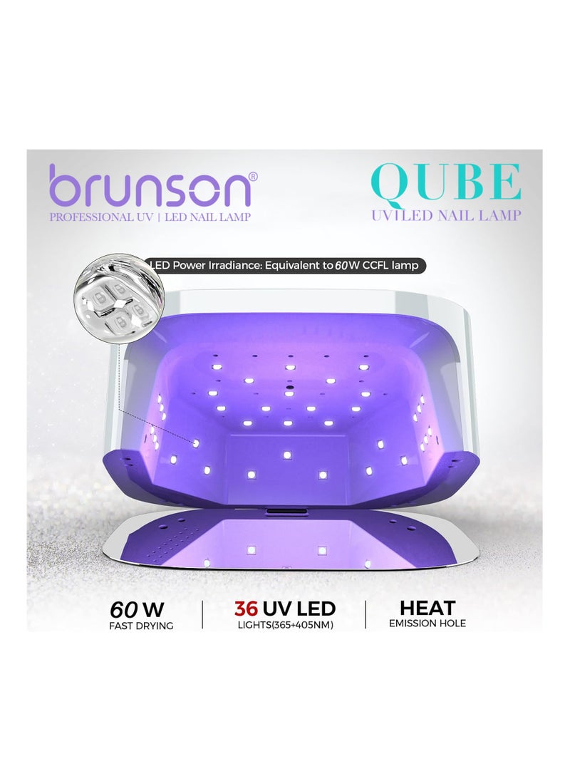 brunson UV Light for Gel Nail Polish Cordless LED Nail Lamp – Brunson Qube 60W UV-LED Nail Dryer, Rechargeable LED Nail Light with 36 Beads, Portable Gel UV LED Nail Lamp with 4 Timer Settings and LCD Display  - Image 5