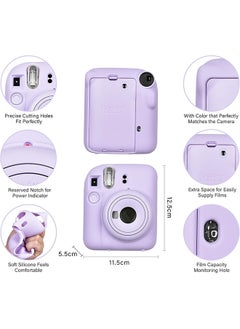 O Ozone Silicone Case for Fujifilm Instax Mini 12 Instant Camera Case |Soft Protective Camera Cover with Adjustable Shoulder Strap - Lilac Purple  - Image 3