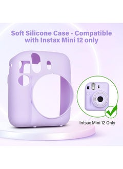 O Ozone Silicone Case for Fujifilm Instax Mini 12 Instant Camera Case |Soft Protective Camera Cover with Adjustable Shoulder Strap - Lilac Purple  - Image 4