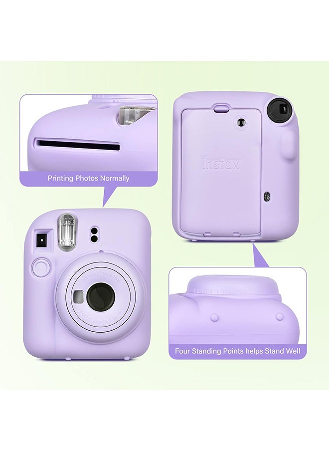 O Ozone - Silicone Case for Fujifilm Instax Mini 12 Instant Camera Case |Soft Protective Camera Cover with Adjustable Shoulder Strap - Lilac Purple - Image 1