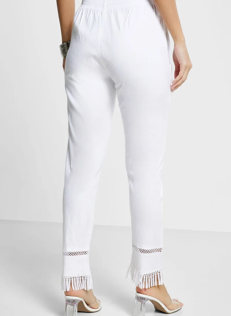 kolaba Lace Detail High Waist Pants