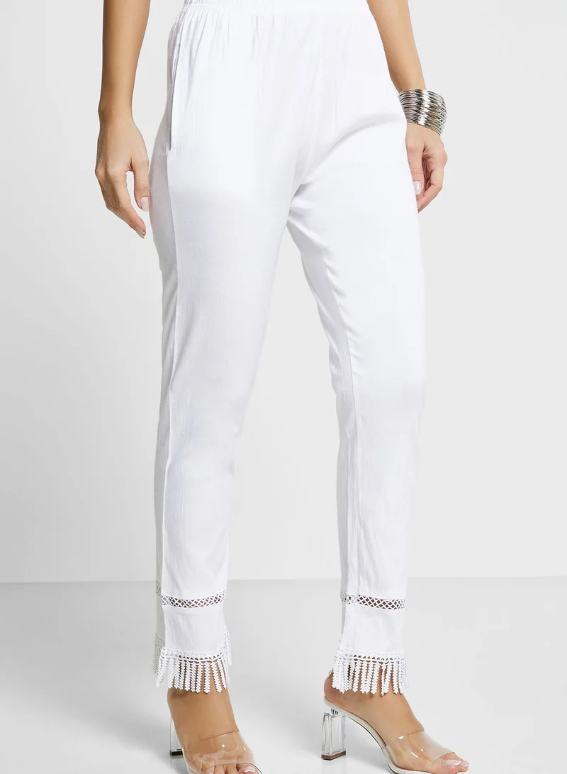 kolaba Lace Detail High Waist Pants