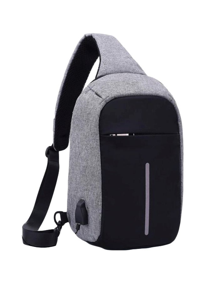 حقيبة ظهر بتصميم خزانة ومزوَّدة بمنفذ شحن USB رمادي/أسود