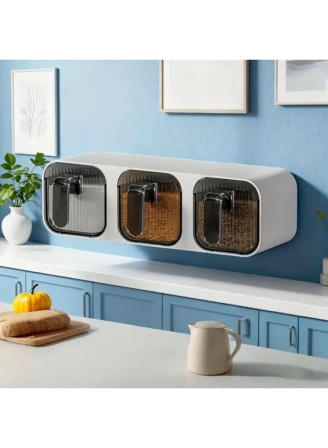 No Drill Wall Mounted Spice Rack Organizer With Pull Out Drawers Two Grids Grey Heavy Duty Plastic Kitchen Storage - Image 5
