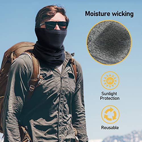 TICONN Neck Gaiter Face Cover Scarf, Breathable Sun & Wind-proof for Skiing Fishing Hiking Cycling (Quick Dry, Heather Black) - Image 3