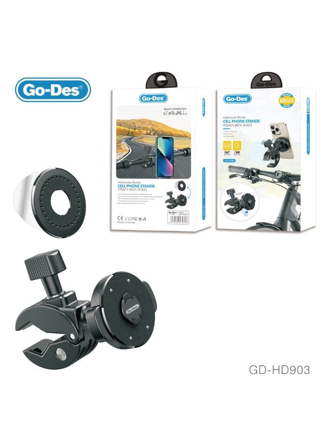 جو-ديز حامل هاتف 2 في 1 للدراجات النارية والدراجات، قابل للدوران 360 درجة، مضاد للاهتزاز، لجميع الهواتف الذكية - Image 1