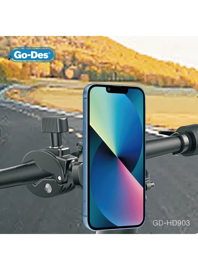 جو-ديز حامل هاتف 2 في 1 للدراجات النارية والدراجات، قابل للدوران 360 درجة، مضاد للاهتزاز، لجميع الهواتف الذكية - Image 2