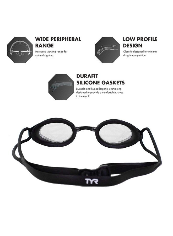 TYR Black Hawk Racing Goggles Clear Matte Black One Size - Image 4